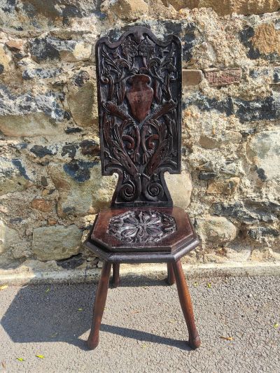 Carved oak spining chair