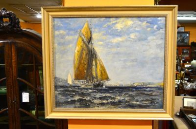 Framed scottish oil painting , signed, Mason hunter