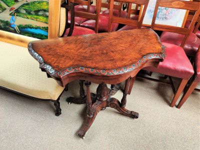 Victorian burr-walnut card table