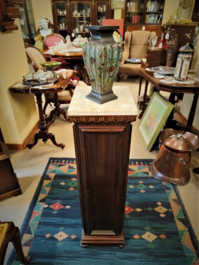 Mahogany & marble  topped pedestal