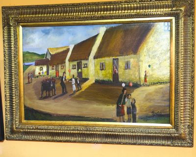 James bingham oil painting in gilt frame
