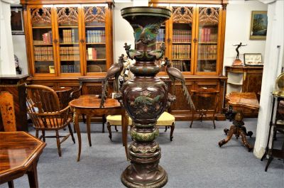 19th century japanese bronze floor vase
