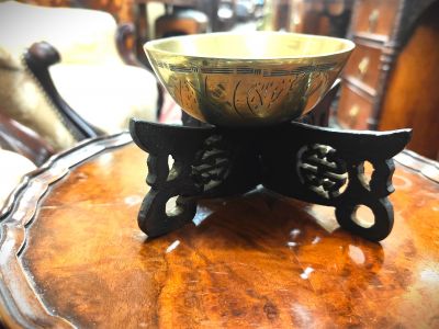 Chinese brass bowl on stand