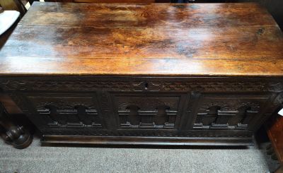 Large 18th century oak coffer