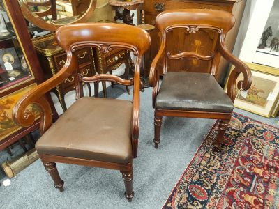 Pair of victorian mahogany armchairs