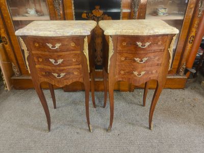 Pair french marble topped pedstals