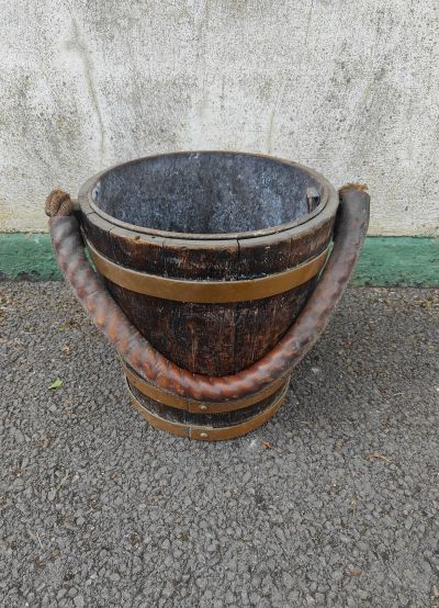 19th century oak & copper bound bucket