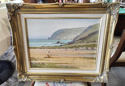 Gilt framed oil on canvas by arthur twells