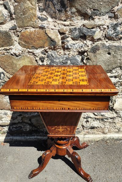 Victorian walnut games / sewing table