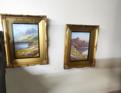 Pair of gilt framed scottish paintings signed