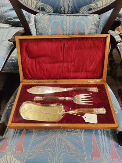 Victorian cased silver mounted set 