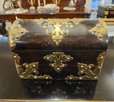 Victorian coromandel & brass stationery box