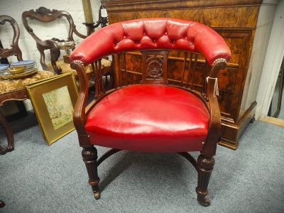 Victorian mahogany leather armchair