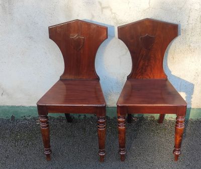 Pair of victorian mahogany hall chairs