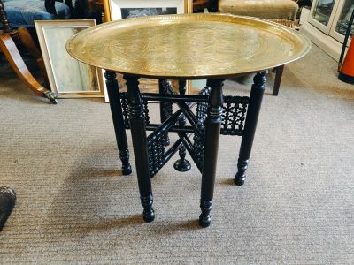 Brass indian tray on stand