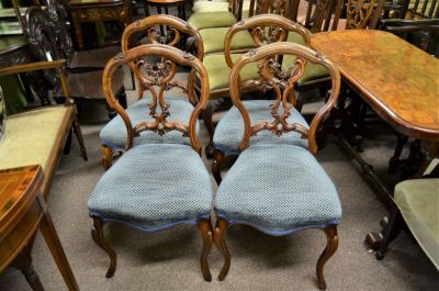 Set of four walnut chairs