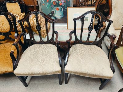 Pair victorian armchairs