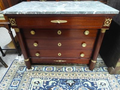 French mahogany marble top chest 