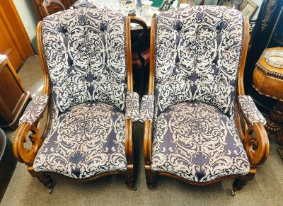 Pair of victorian mahogany armchairs