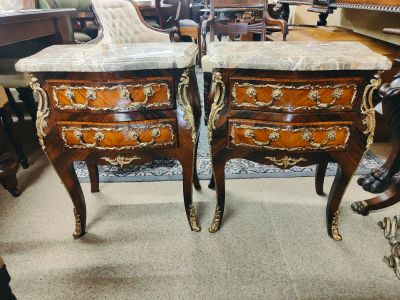 Pair of marble top pedestals