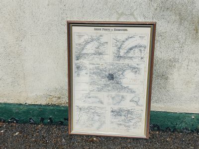 19th century framed irish ports map