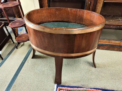 Oak & brass bound jardiniere