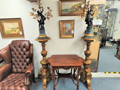 Pair of bronze candelabra & gilt torcheres 