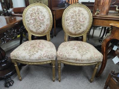 Pair of gilded wood side chairs 