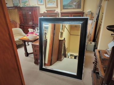 Large leather & chrome framed mirror