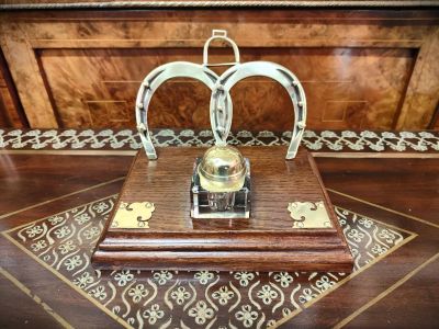 Brass oak ink stand