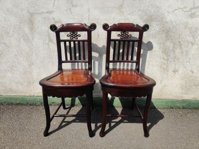 Pair of chinese cherrywood  side chairs