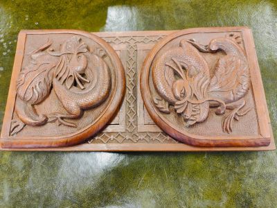 1930s carved wooden bookslide