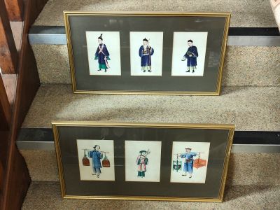 Framed set of two chinese drawings