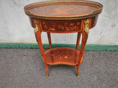 Satinwood & rosewood side table with single drawer & gallery