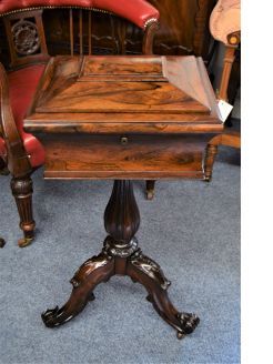 19th century rosewood workbox / tea caddy