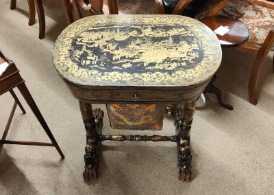 Victorian lacquered work sewing table