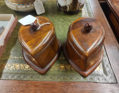 Pair of wooden trinket boxes