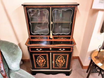 19th century ebony with inlay secretaire cabinet
