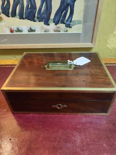 19th century mahogany & brass bound travelling box