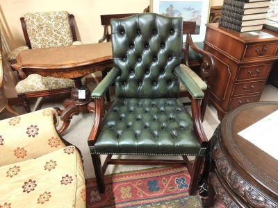 Mahogany and leather armchair