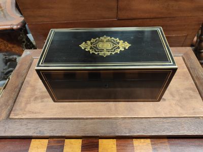 19th century ebony tea caddy