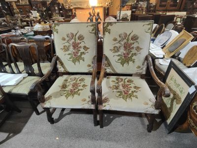Pair of oak armchairs