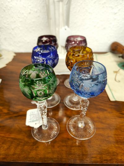 Vintage set of six bohemian port glasses