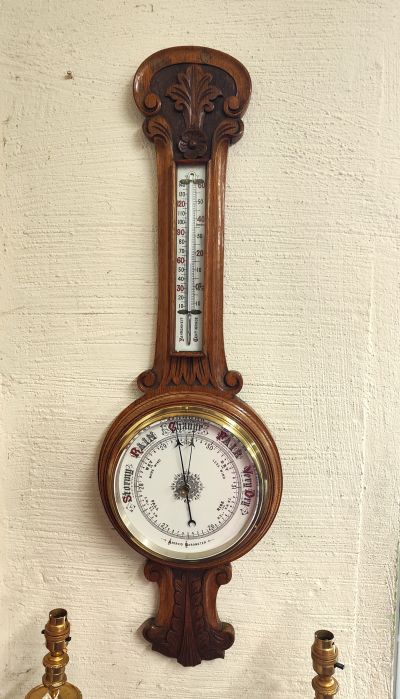 Edwardian oak cased barometer 