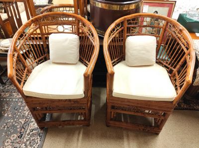 Pair of bamboo armchairs 