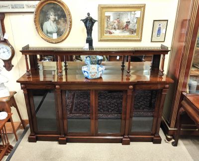 Victorian rosewood four door sideboard with mirror back & gallery