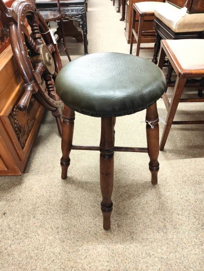 Oak & leather stool