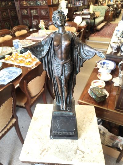 Bronze figure on marble plinth   (modern)