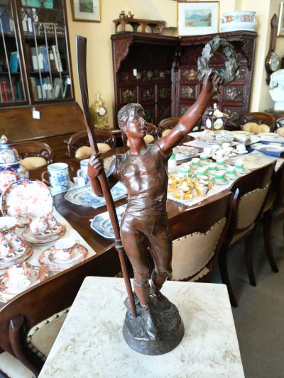 19th century french bronze figure , signed
