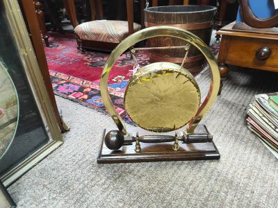 Oak & brass gong